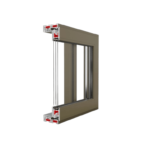 Profilschnitt der Kunststoff-Schiebetür Drutex Iglo Edge Slide mit Dreifachverglasung